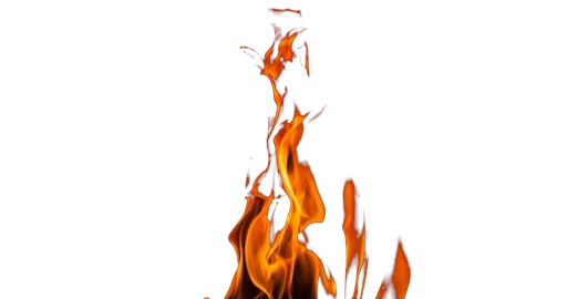fire with a white background as an example of heat energy